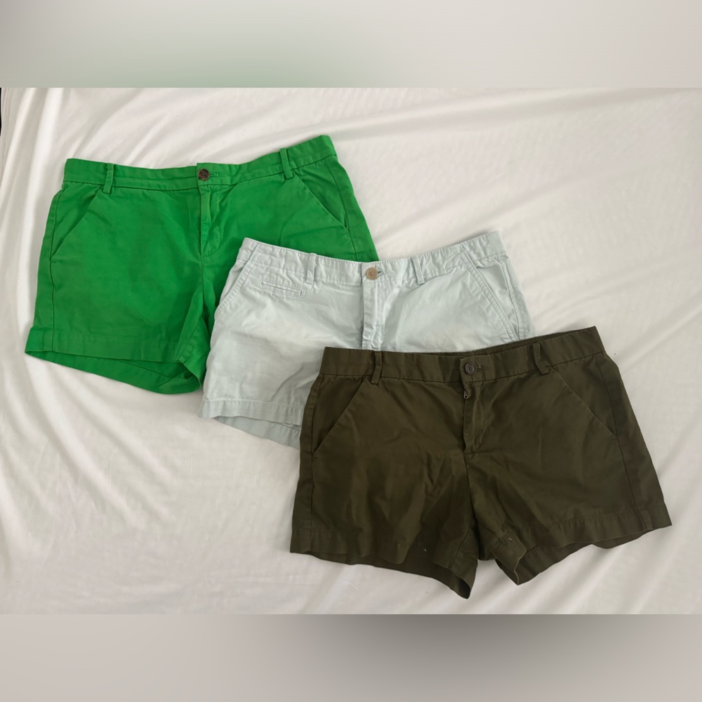 Trio of Gap Khaki Shorts | Size 8 | Kelly Green, Olive Green, Baby Blue